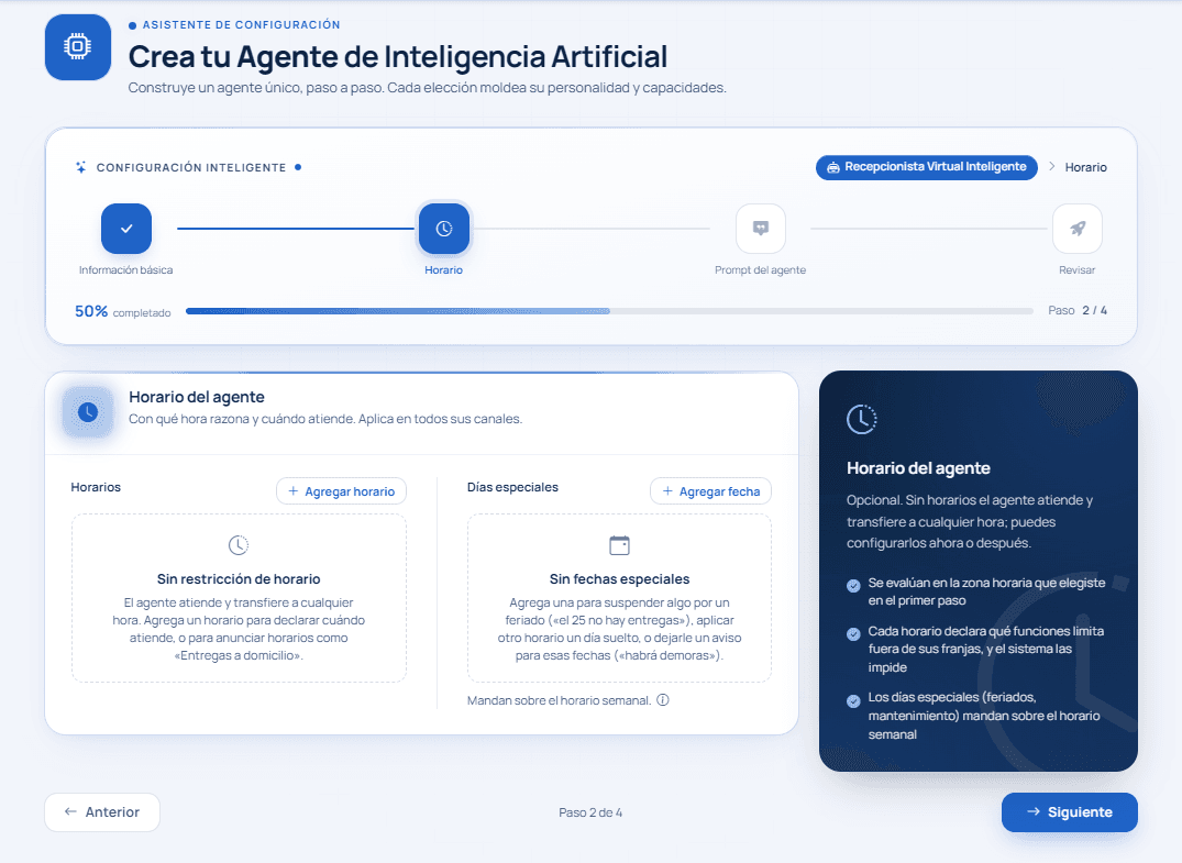Paso Horario del asistente